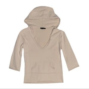 WOMEN'S Tan Hooded 3/4 Sleeve Sweater